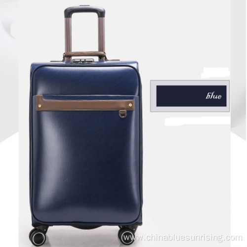 Blue business men travelling PU luggage with wheels